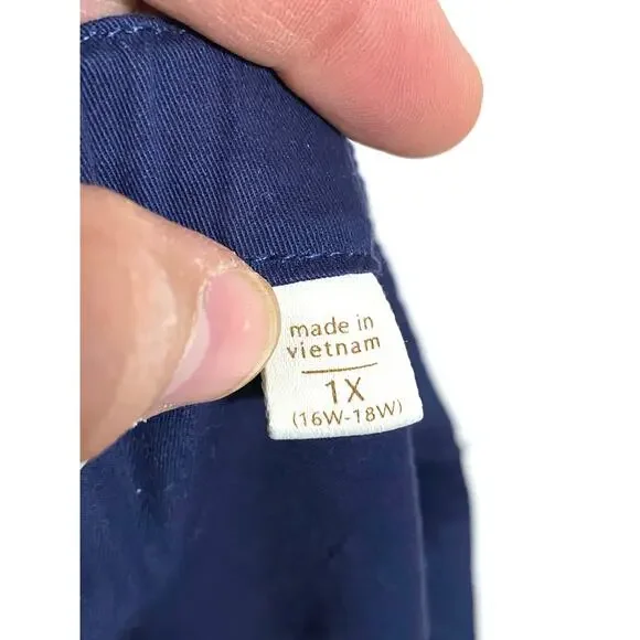 Coldwater Creek Navy Blue Pants Pull On Front Tie Pockets Womens Plus 1X 16W 18W - Picture 6 of 8
